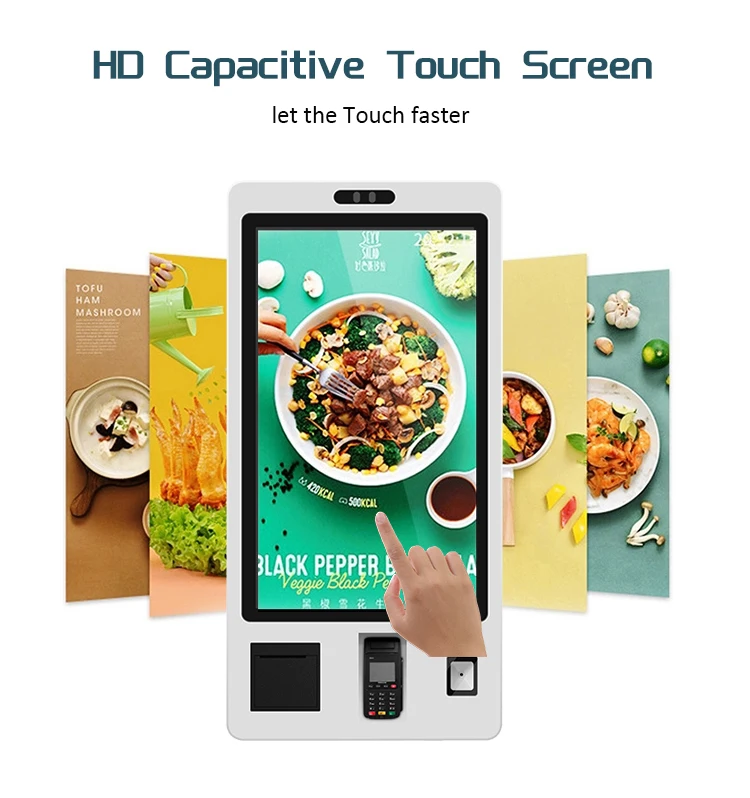 21.5 inch self service order payment touch screen kiosk self pay machine barcode scanner kiosk for chain store / restaurant