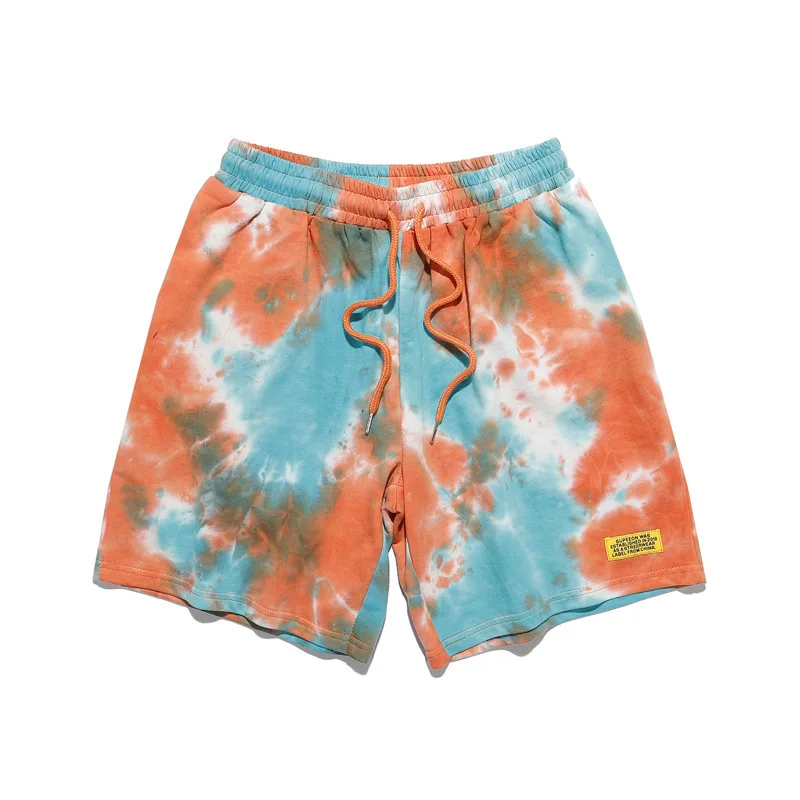 
Wholesale Popular Summer Breathable Unisex Casual Streetwear Print Sports Drawstring Couple Tie Dye Shorts 