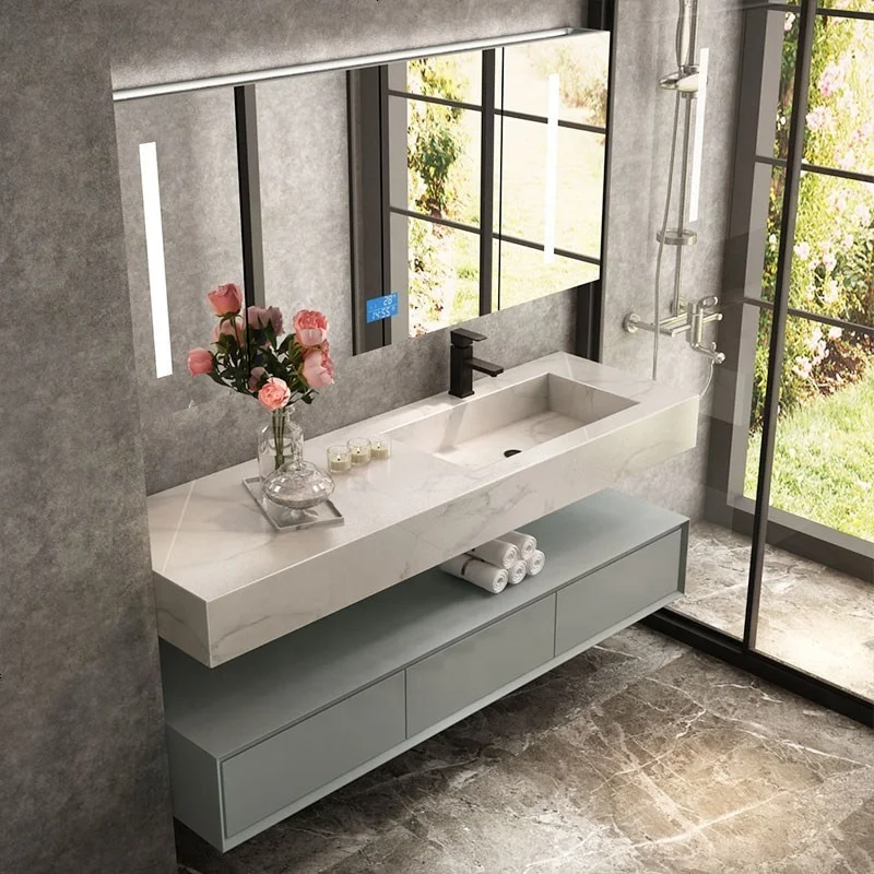 BOTON STONE Artificial Stone Quartz Calacatta Wash Basin Solid Surface Wall-Hung Sinks Bathroom Cabinet Vanity Sink