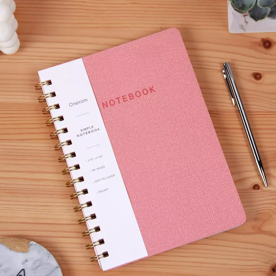 Custom Wholesale Office Necessity Wire-o Binding A5 Diary Fabric Pu Journal Leather Notebook