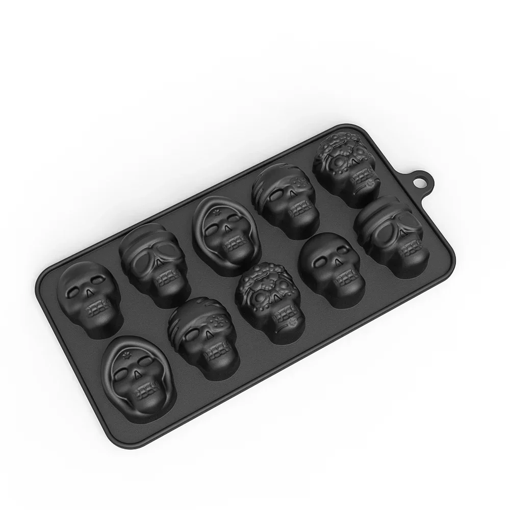 Skull Chocolate Mould 10 Holes fondant cake decoration mold baking silicone chocolate mold jelly pudding candy ice tray mold