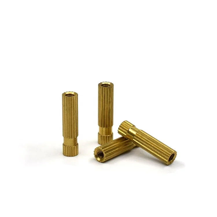 Custom long brass insert nut manufacturer blind hole knurled copper round head heat set threaded heating bolt n nut for plastic