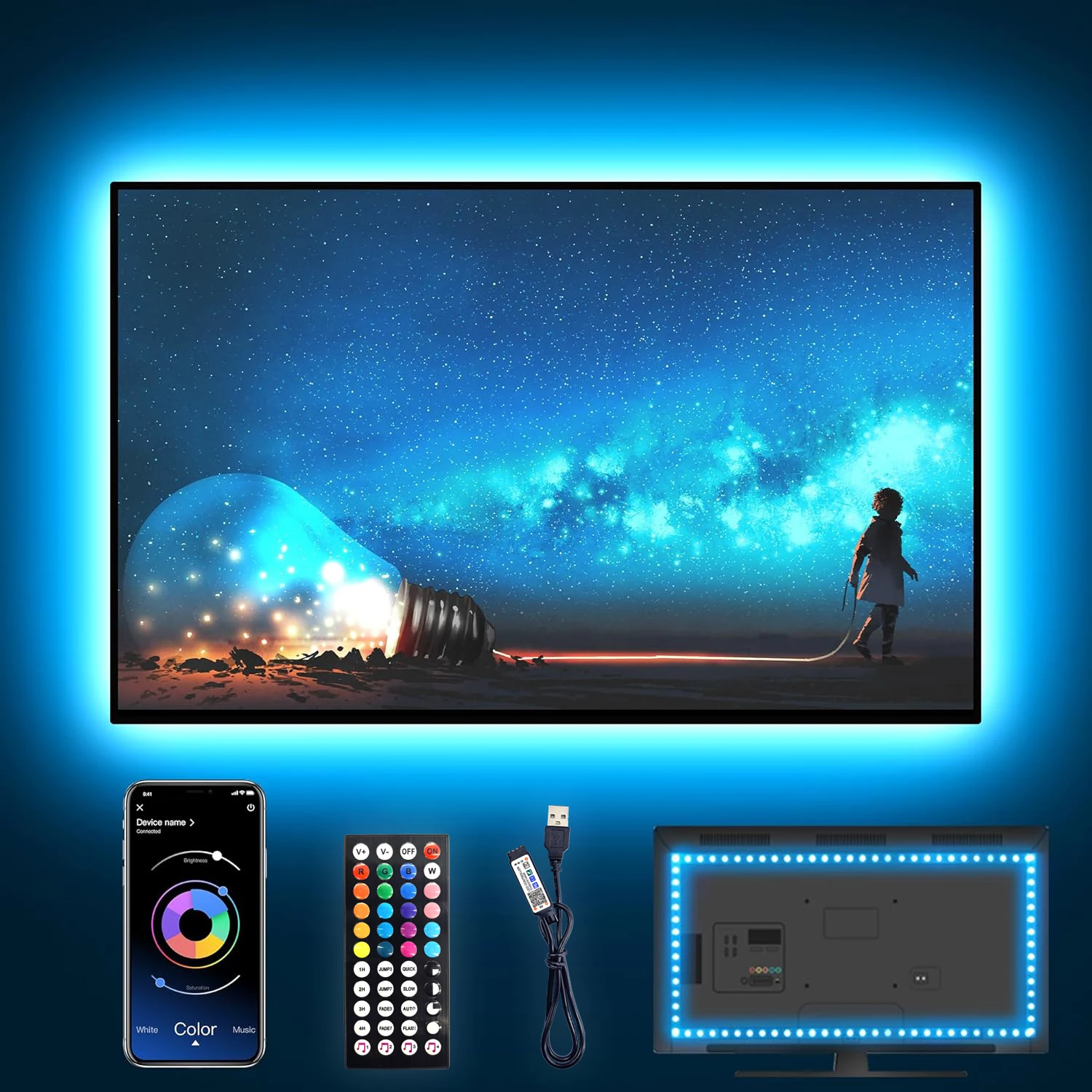 LED Backlight TV 5050 SMD 30 LED/M with Remote and APP Control 5V USB TV Backlight Sync