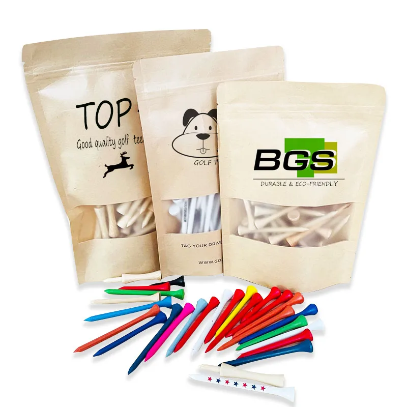 Custom Package Personalized Printed Logo Wooden Driver 2 3/4inch Direction Gift Set Golf Tees