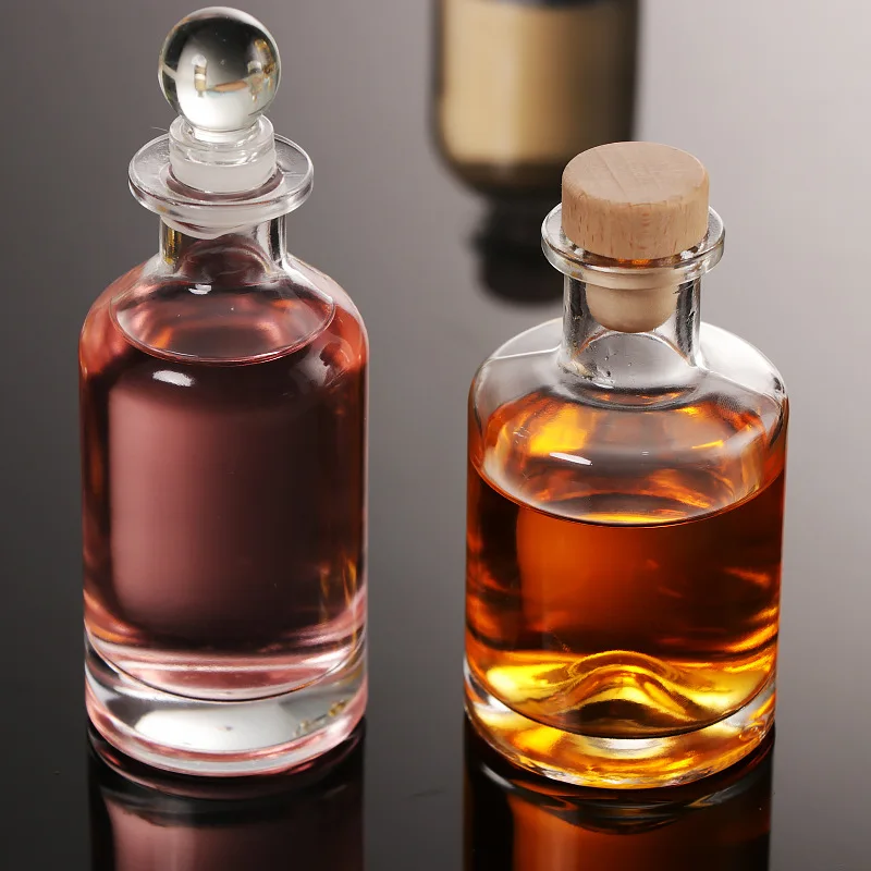Прозрачный круглый пустой флакон, 100 мл, 200 мл, 250 мл, 300 мл, стеклянная бутылка с пробкой для ликера, вина, виски, текилы, водки