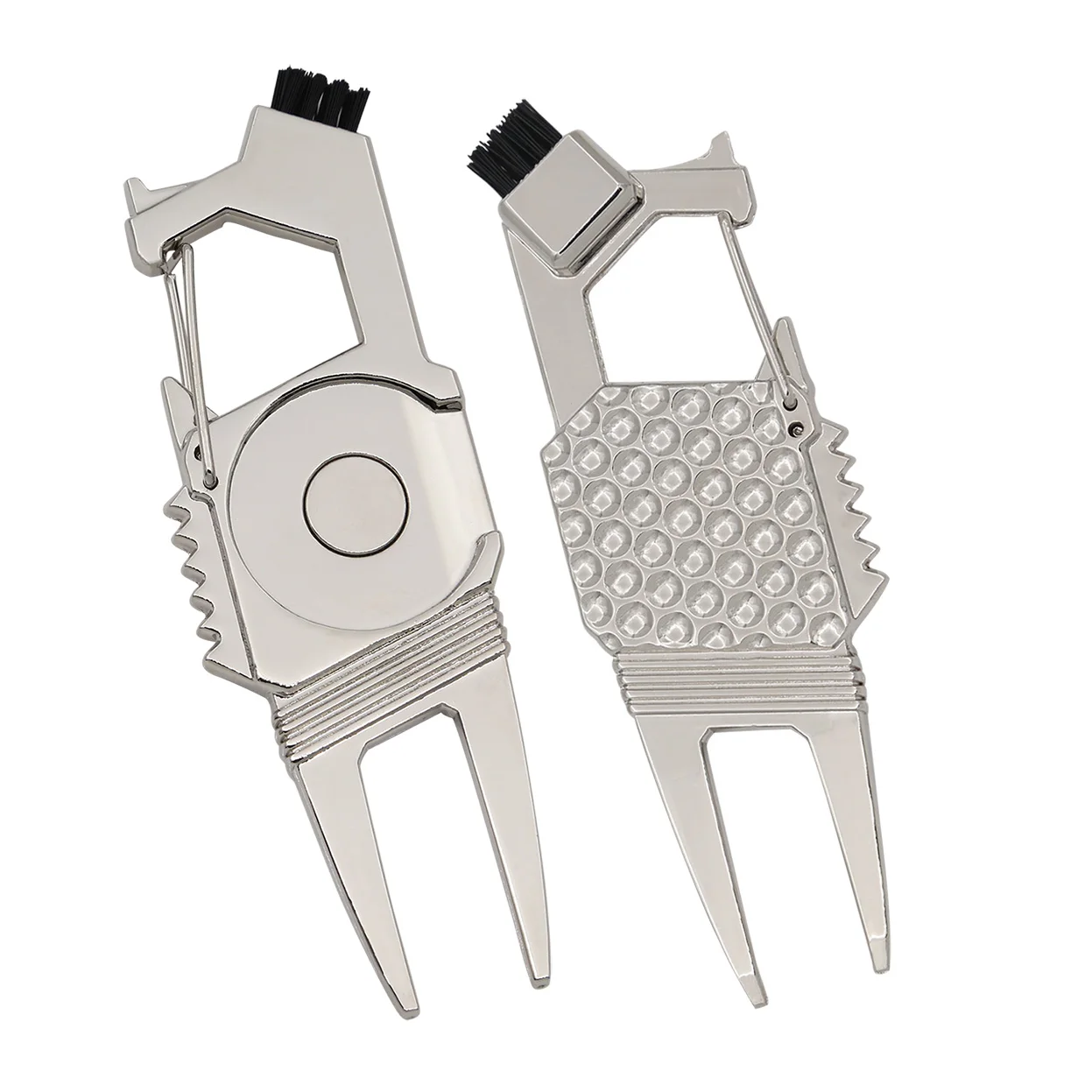 High Quality 7 in 1 UV Printing multi-functional metal golf divot repair tool with bottle opener and brush