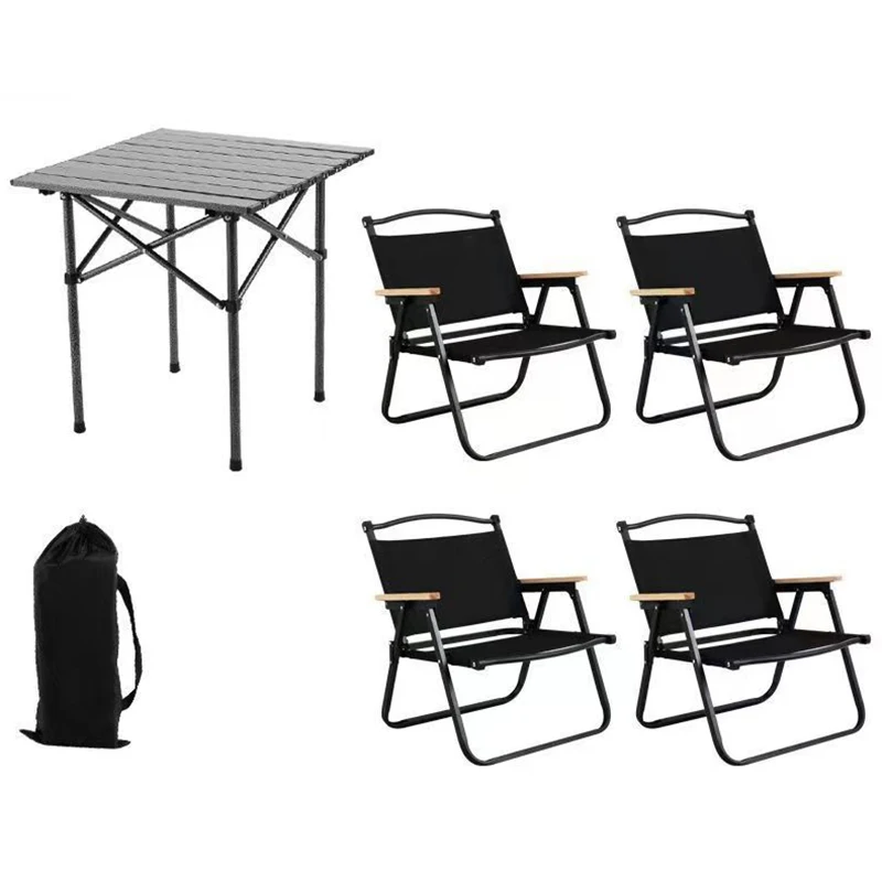 Custom Logo Outdoor Folding Table Chair Set Portable Foldable Wood Furniture for Dining Events & Camping