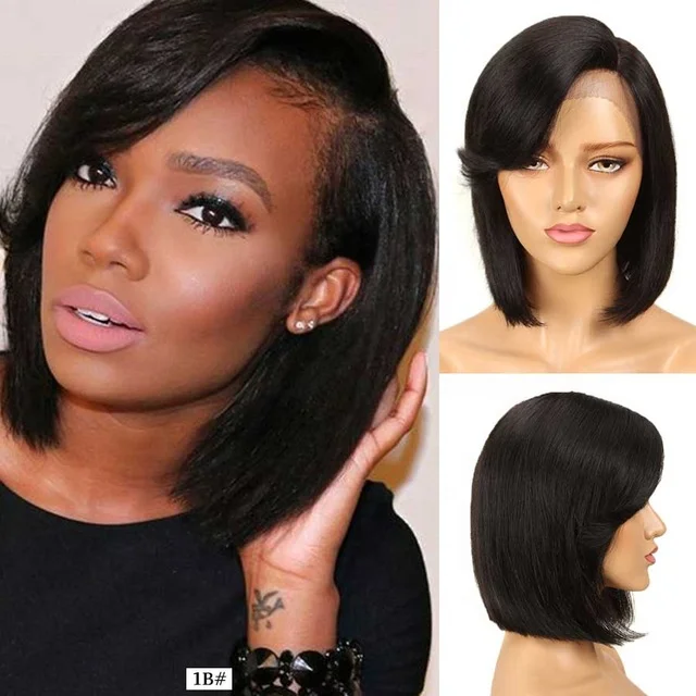 Human Hair Bob Lace Front Wigs  Top Selling Natural Brazilian Hair Extension Remy Virgin Human Hair Wigs Pixie Cut Lace Part Wig