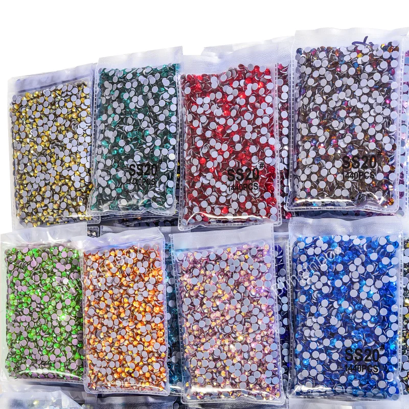 Wholesale Bulk Large Bag Glass Crystal Various Colors Sparkly Hot Fix Rhinestone For Clothing
