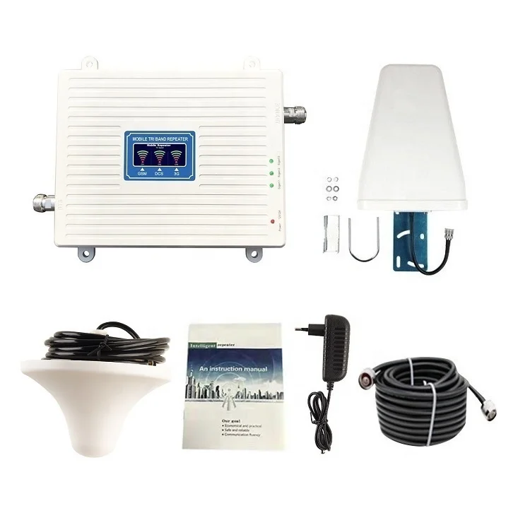  White color tri band repeater 900 1800 2100 mhz gsm 2g 3g 4g mobile signal booster