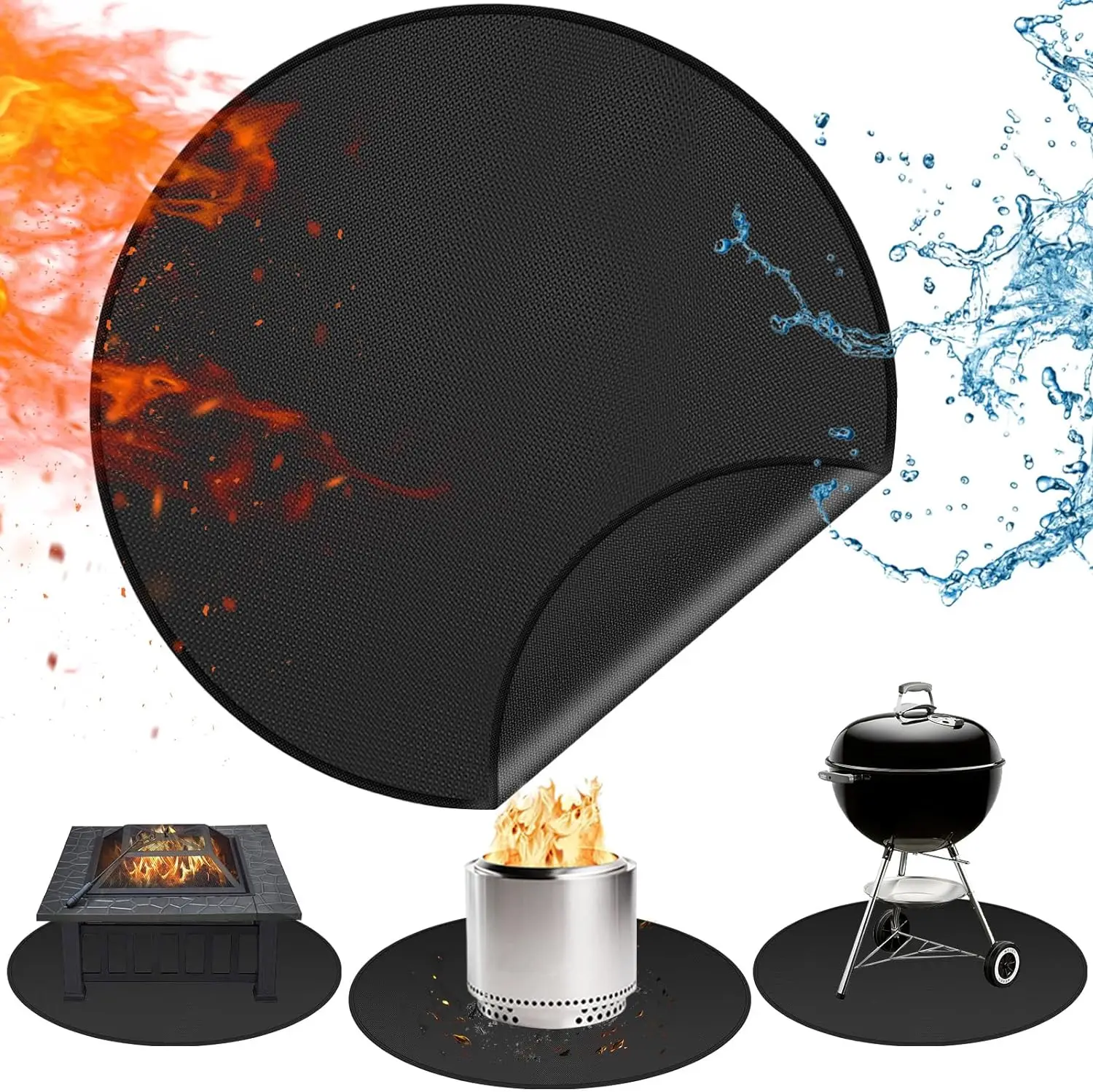 High Temperature Heat Resistant Insulation Silicone Coated Fiberglass Fabric Silver Grey Fire Pit Mat