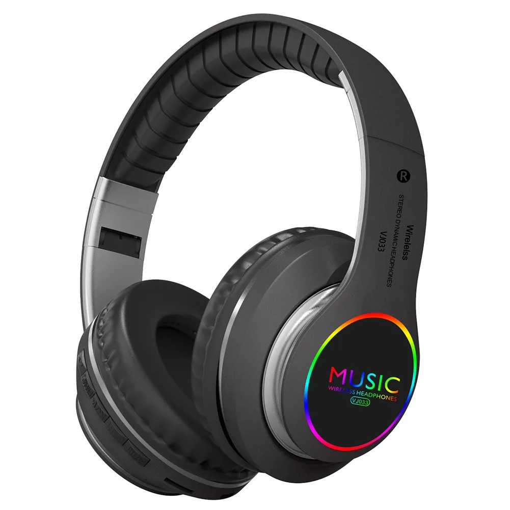 New Version Noise Cancelling VJ033 Colorful LED Wireless Headset Stereo Game Blue tooth Wireless Headphone