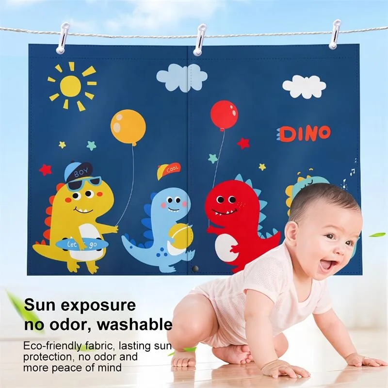 Printed Carton Side Window  Car Curtains Double Layer Baby Car Sunshade Magnetic Window Net Foldable Curtain Car Window Babies