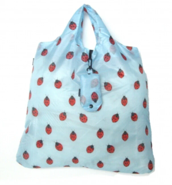 Customized Full Color Logo Sublimation Printing Compact Shopping Bag Reusable Polyester Folding Shopping Tote Bag