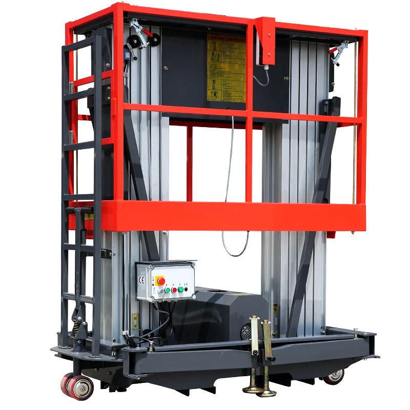 Warehouse Maintenance 6m-18m High End Aluminum Vertical Dual Mast Industrial Lifts For Indoor Outdoor