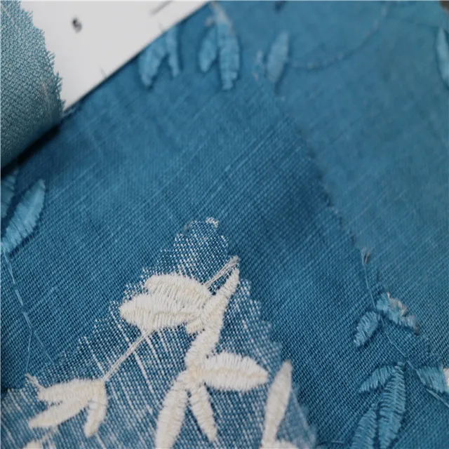
newest design linen cotton embroidery designs motif coating fabric 