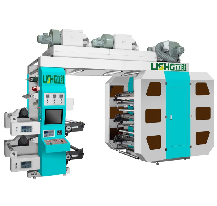 High quality 6 colors flexographic printer printing 4 6 8 stack type flexography printing for paper bag non woven hdpe film