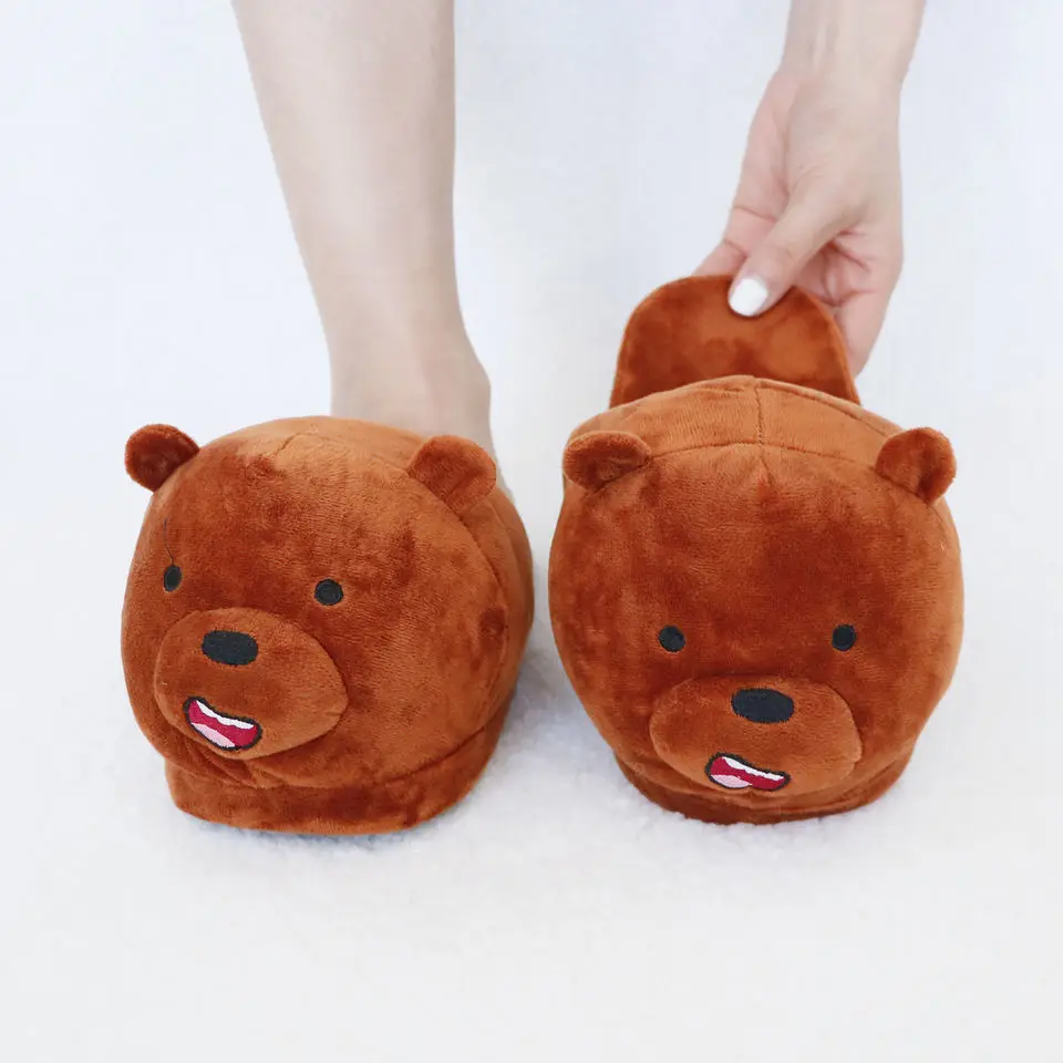 2022 Winter Indoor Panda Women plush Slippers Cute animal slippers Warm Furry Shoes for bedroom for adult