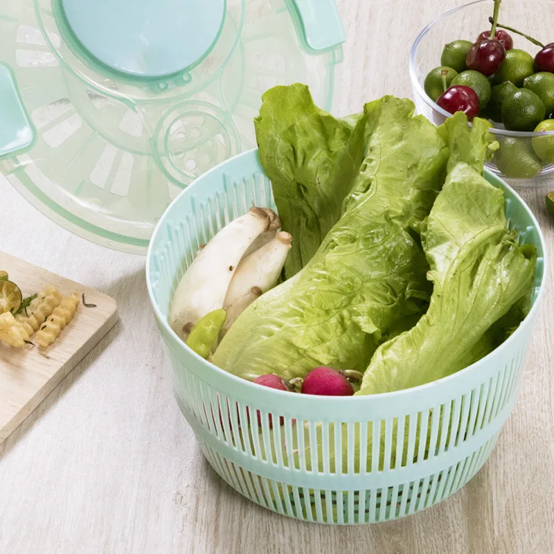 Vegetable Salad Spinner Kitchen Manual Spin Dryer Dehydrator Capacity Plastic Grate Cooking