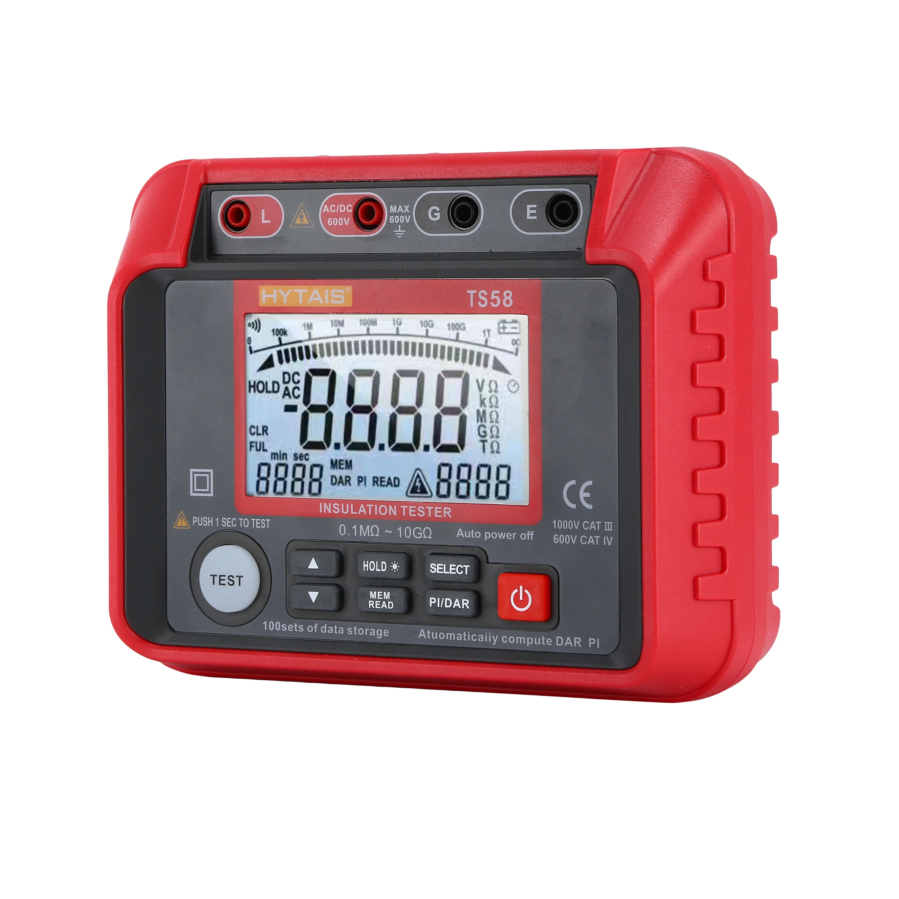 HYTAIS Multifunction Megger Meter High Voltage Digital Insulation Resistance Tester 50V/100V/250V/500V/1000V/2000V/2500V