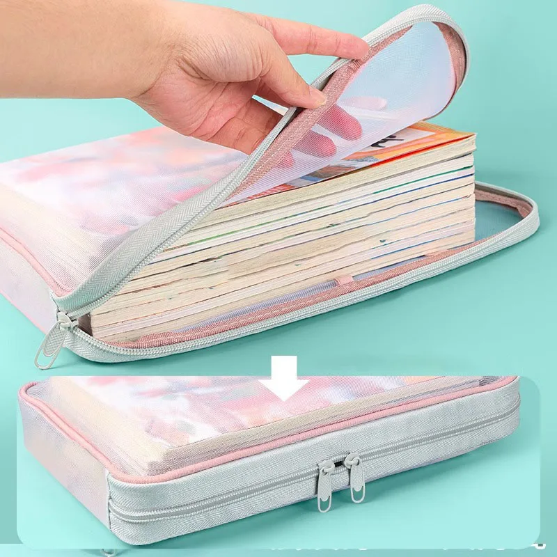A4 Double Nylon Mesh Grade Bag Transparent Student Test Document Bag Book Homework Storage Bag
