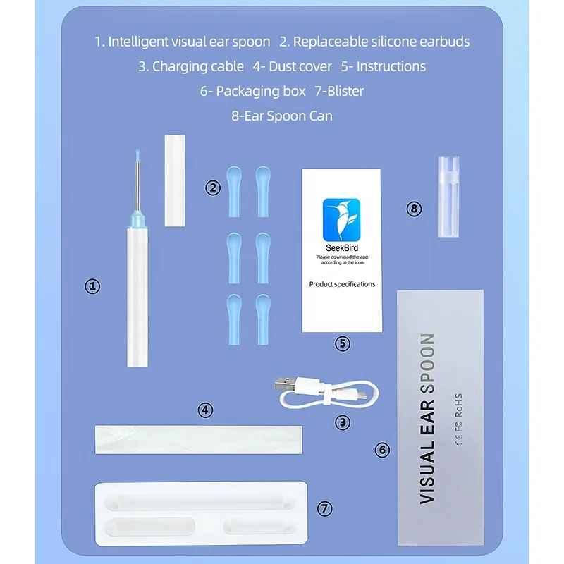 Factory Custom Magnetic Switch Ear Cleaning Kit Ear Wax Removal Tool Camera