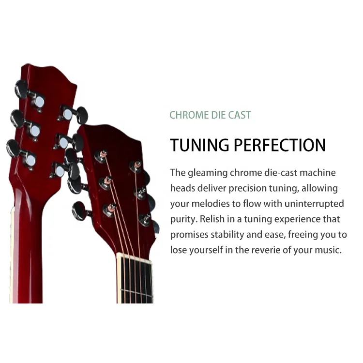 OEM 40 inch red beginner basswood linden wood plywood acoustic guitar with guitar pickup