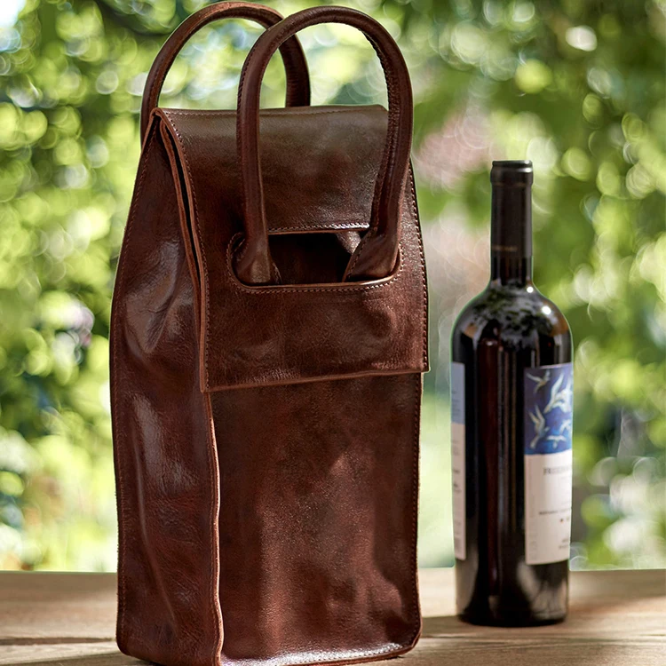 Leather Bag For 2 Bottles Leather Bottle Carrier Wine And Whiskey Gift Hygge Wine Pouch With Handles And Dividers Inside