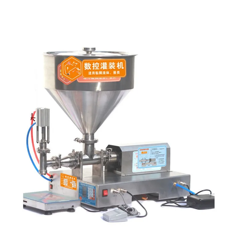 Automatic Scalage Weighing heated hopper tomato paste ketchup thick paste fruit jam hot chili sauce filling machine