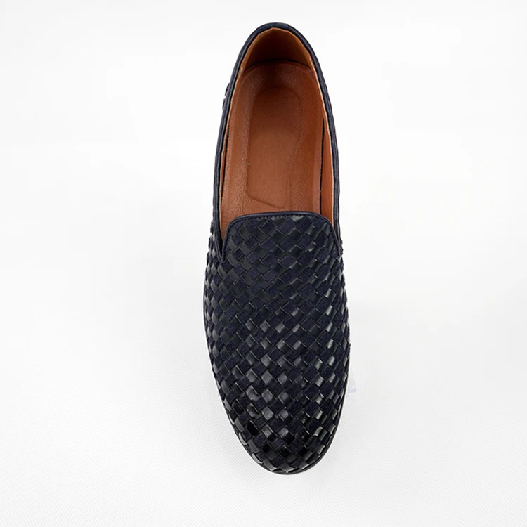 Custom wholesale Handmade Italian Mens Woven Leather Loafers Shoes Comfortable Casual Shoes