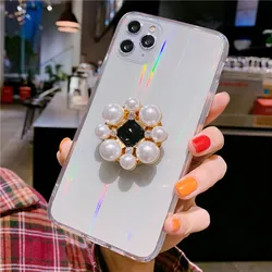 Luxury Laser Diamond Blingbling Transparent ring Rhinestone Originality bracket phone case Cover for iPhone 13pro max