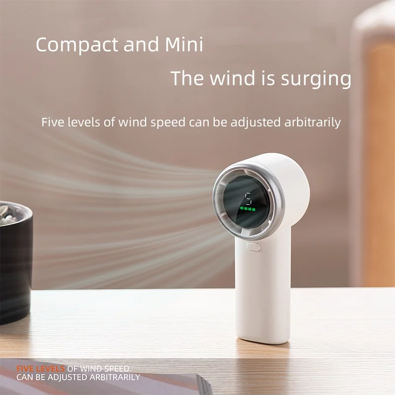 Mini portable handheld fan with digital display bladeless outdoor fan rechargeable USB air cooled fan