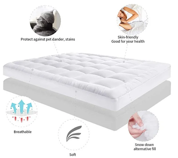 luxury home hotel waterproof latex soft memory foam mattress topper bed