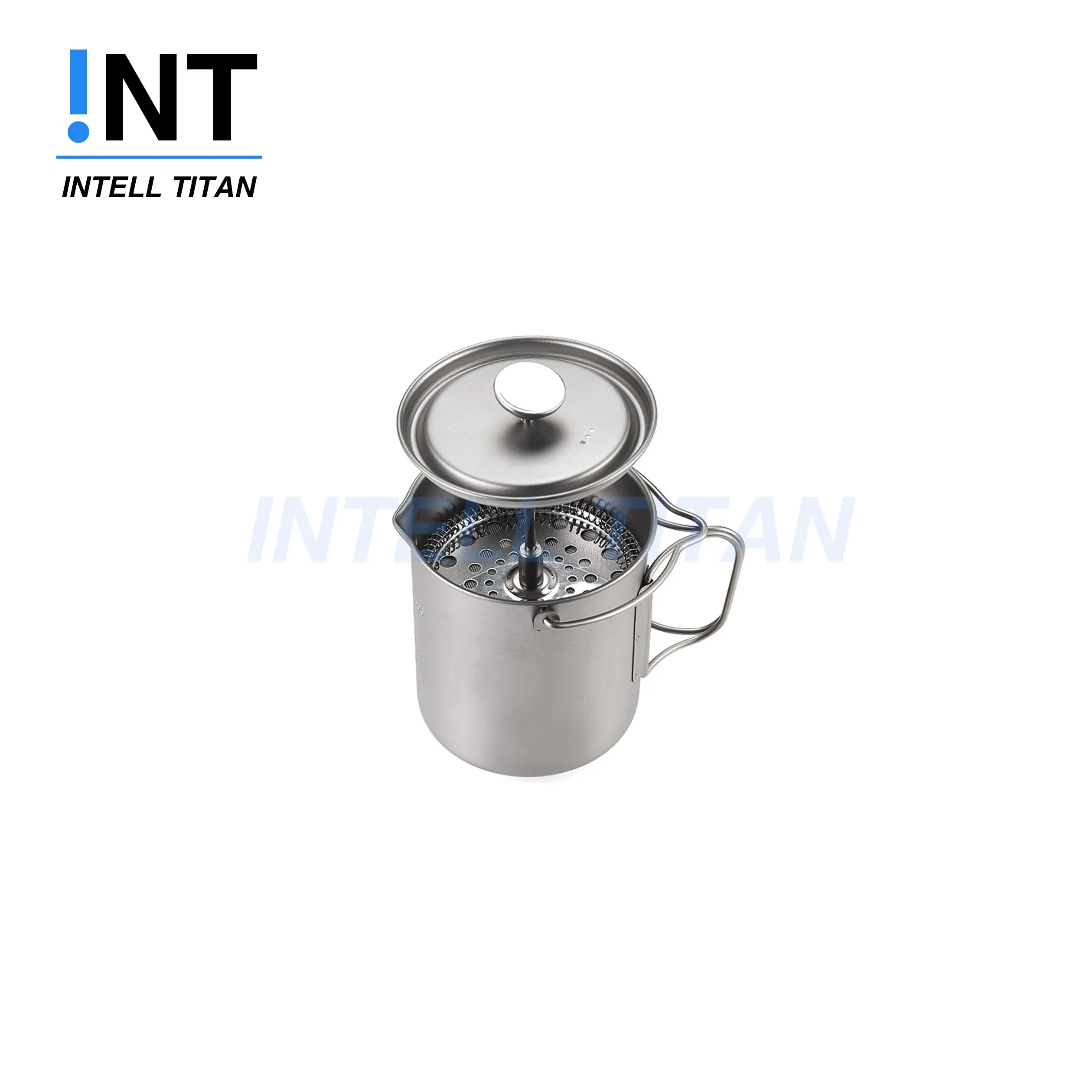 Outdoor Camping Titanium Coffee Cup 750ml 25oz with French Press Device Filter Tea Mug Cooking Pot