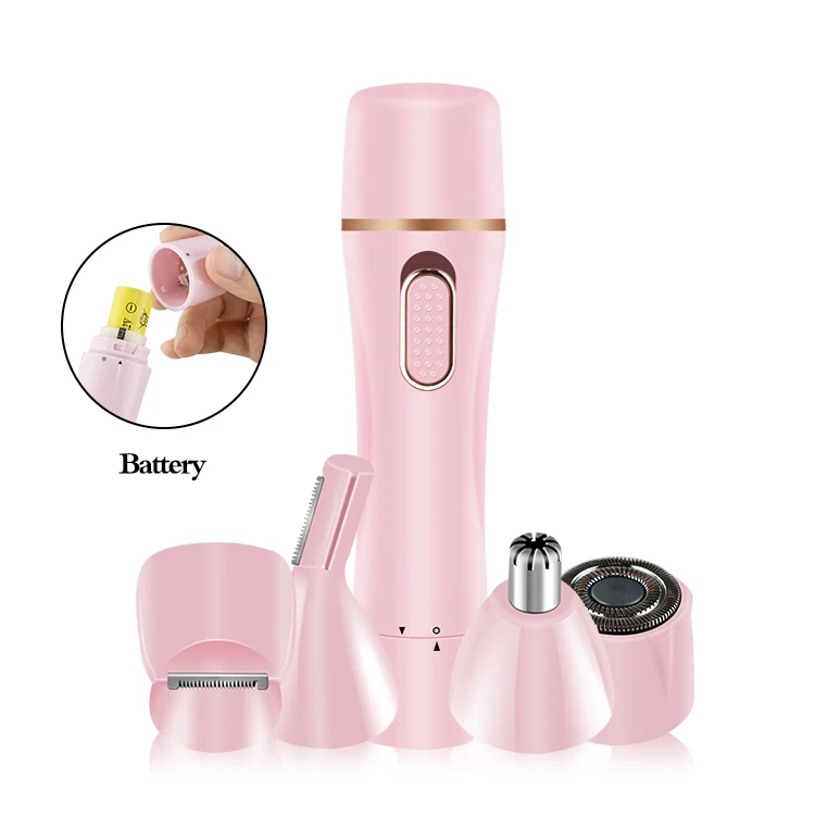 Китайский оптовый поставщик, новый дизайн, 4 в 1, Женская бритва, триммер для волос на лице с питанием от батарейки AA
