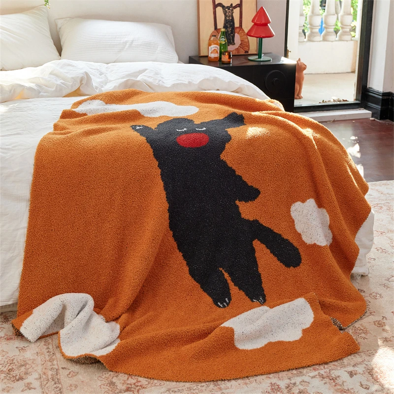 Wholesale Factory cheap supper lovely carton  flying dog supper soft warm breathable 100% polyester knitted throw blanket BLF