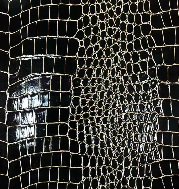 Shiny Ball Stone grain  0.7 mm Golden colors crocodile snake PVC  Faux Leather Fabric Artificial Leather  for pack, waterproof