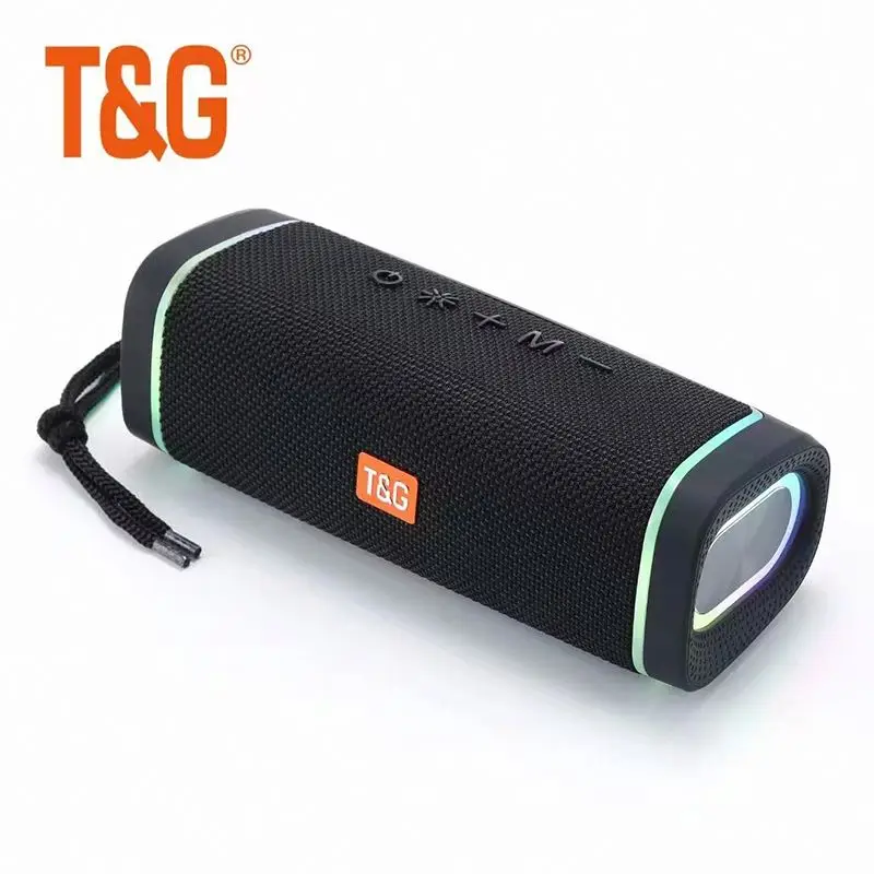 Wireless Woofer Hifi Bass Active Portable Outdoor Waterproof Fabric BT Speaker TG-375 RGB LED Colorful Light powerful speaker