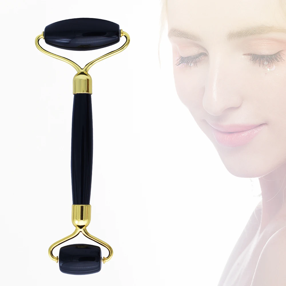 Natural yellow pink stone rose quartz facial massage roller green jade roller face roller original magnetic attachments tool set