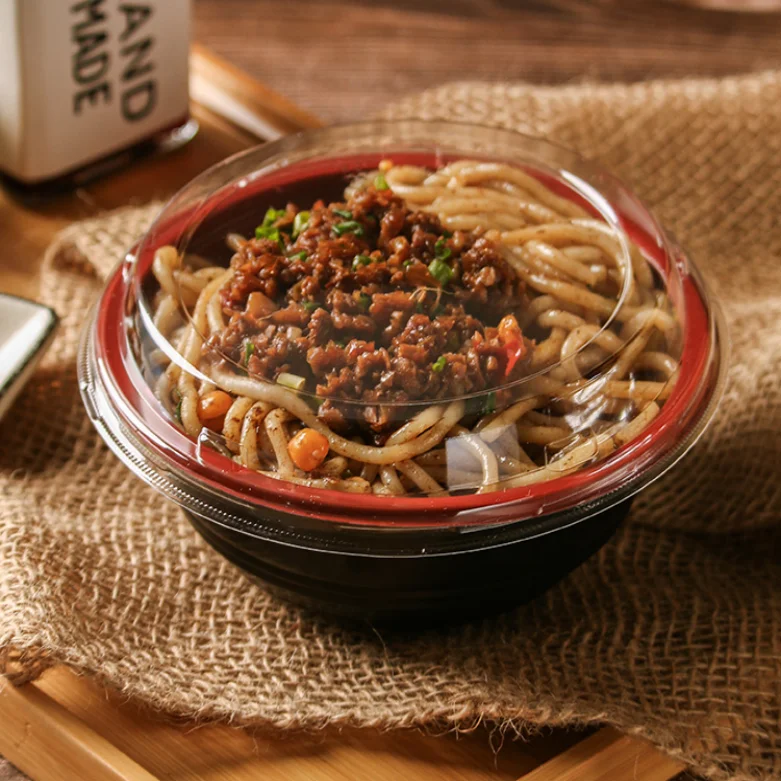 1000ml Big Capacity Microwavable made in Recyclable Plastic Material PP Soup / Ramen Bowl with OPS or Natural PP Lid