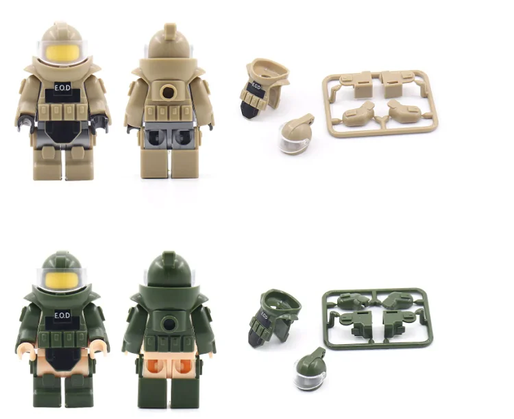Military Bomb Disposal Suit Building Blocks EOD Special Forces Set Explosion-Proof Plastic Armor Vest Figure Accessories Toys
