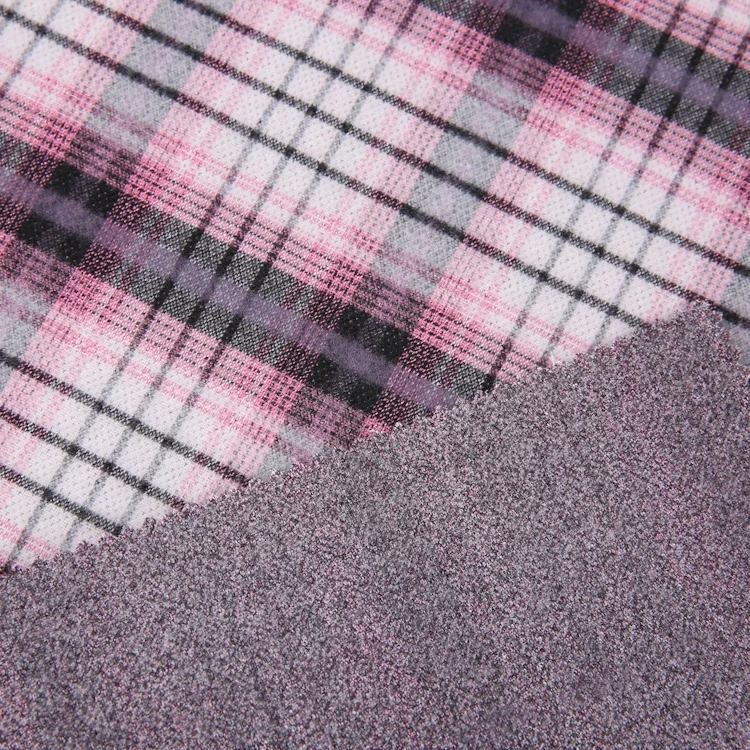 TR 370gsm heavyweight brushed sueded woven plain dye uniform school check pattern fabric for coat or dress