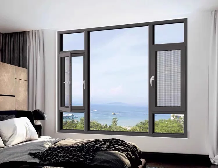 Aluminum Casement Window Simple Design Cheap Price Broken Bridge Aluminum Directly Factory Stainless Steel Glass
