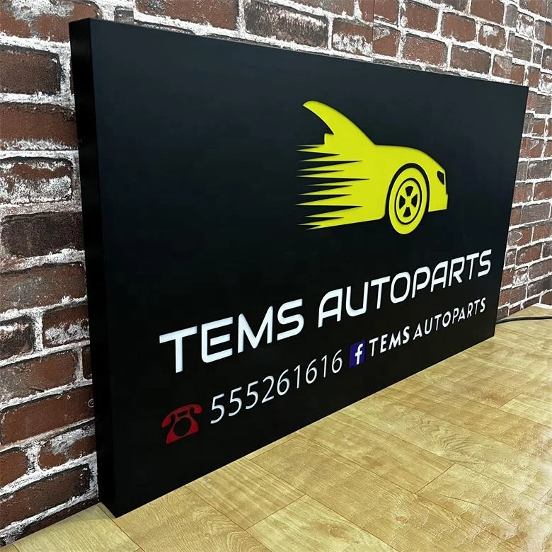 Koncept 24inch Advertising Signs Luminous Light Box Hanging Wall Stainless Steel Hollow Out Backlit Logo Box Light Billboard