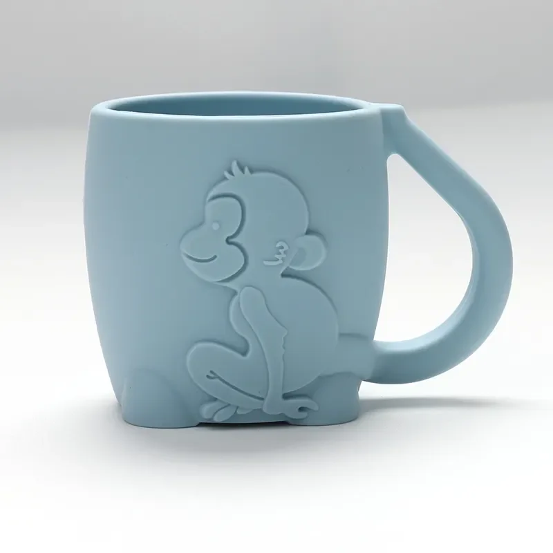 BPA Free Dishwasher Safe First Stage Kids Drinking Training Cup Straw Cup Reusable Silicone Toddler Trainer Cup With Handle