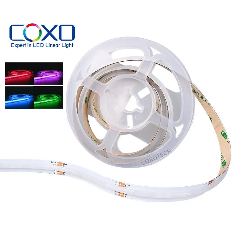 coxo tuya outdoor linear cob led strip light dimmable 5m rgb dc12v dc24v waterproof ip65 ip67