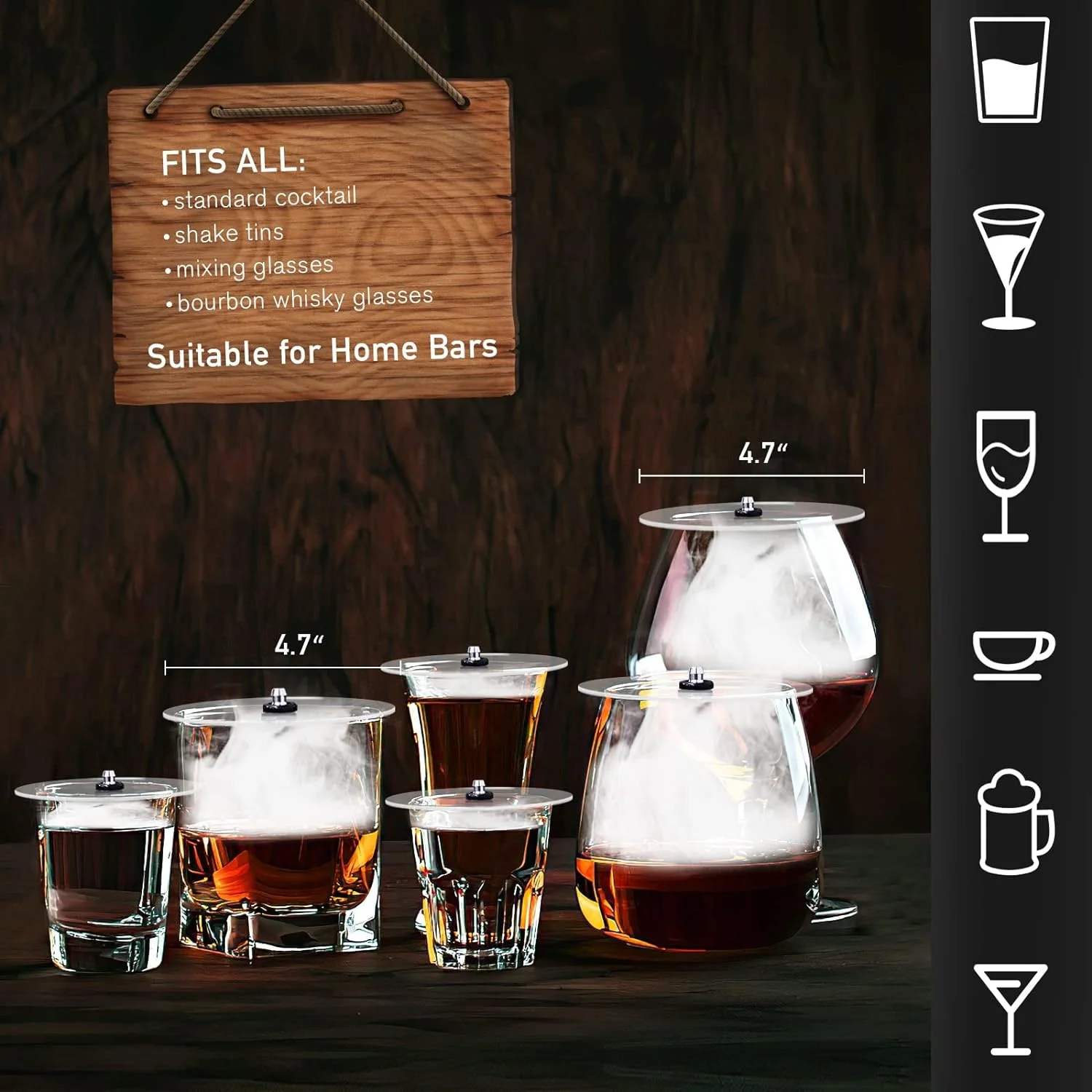 Old Fashioned Cocktail Smoker Kit Infuse Whiskey Bourbon Smoking Gun Disk Lid Wood Chips Perfect Bar Tools Food Drink Smoking
