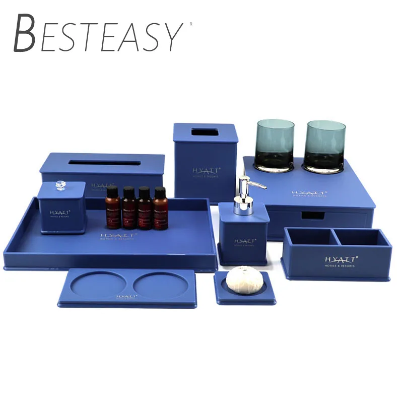 Luxury  Custom Hotel Acrylic Bathroom Amenities Tray Hotel Amenities Accessories