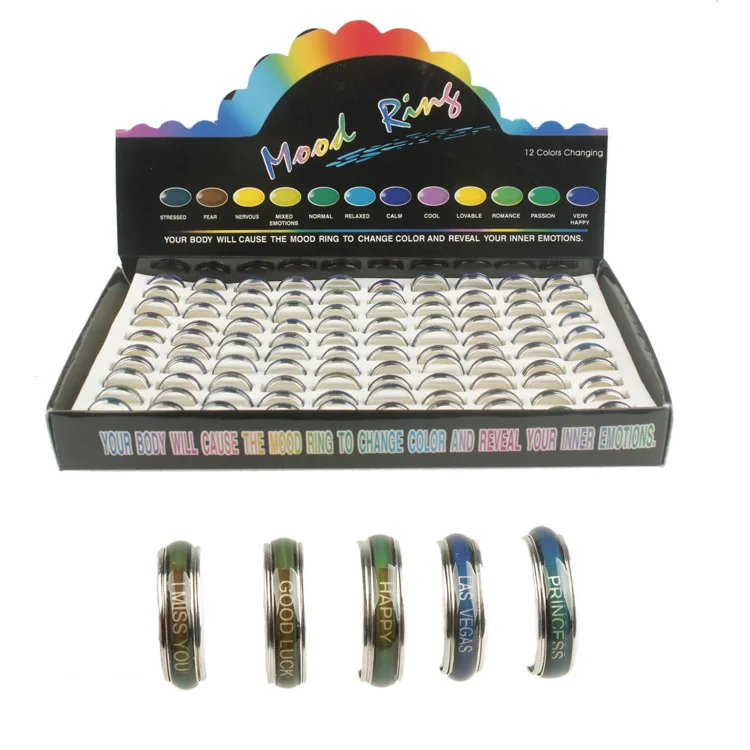 Обручальное кольцо, меняющее цвет, из нержавеющей стали, 4 мм, 100 шт.