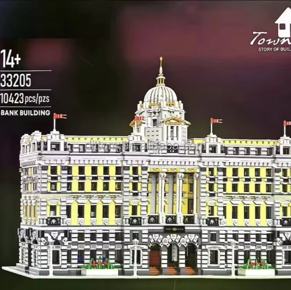 Streetview Bank Tower City Modular Building Blocks Assembling DIY Construction Bricks Architecture Educational Toys